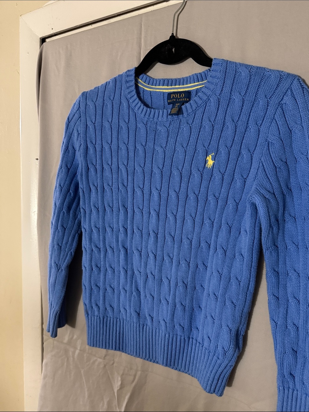 Polo by Ralph Lauren Classic Cable-Knit Crewneck Sweater in Blue